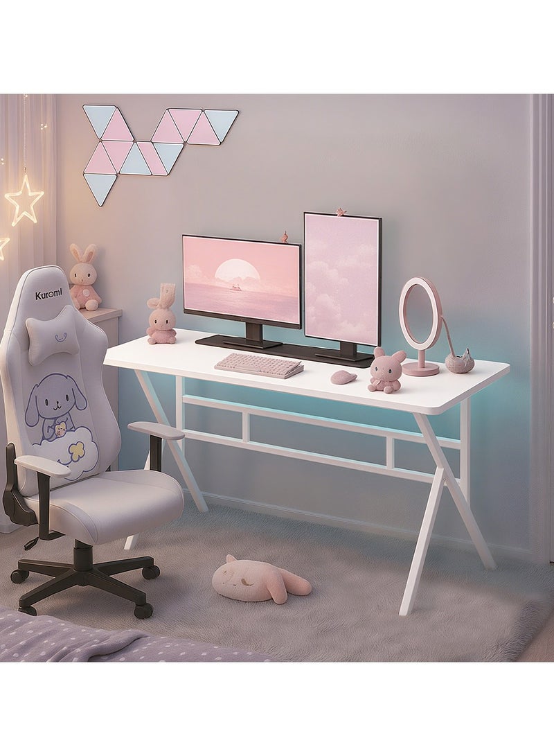 ACPLAY Gaming Desk with Sturdy X-Shape Steel Frame, 100×52cm Computer Table for Home Office & Gaming Setup, Modern White Workstation - Image 2