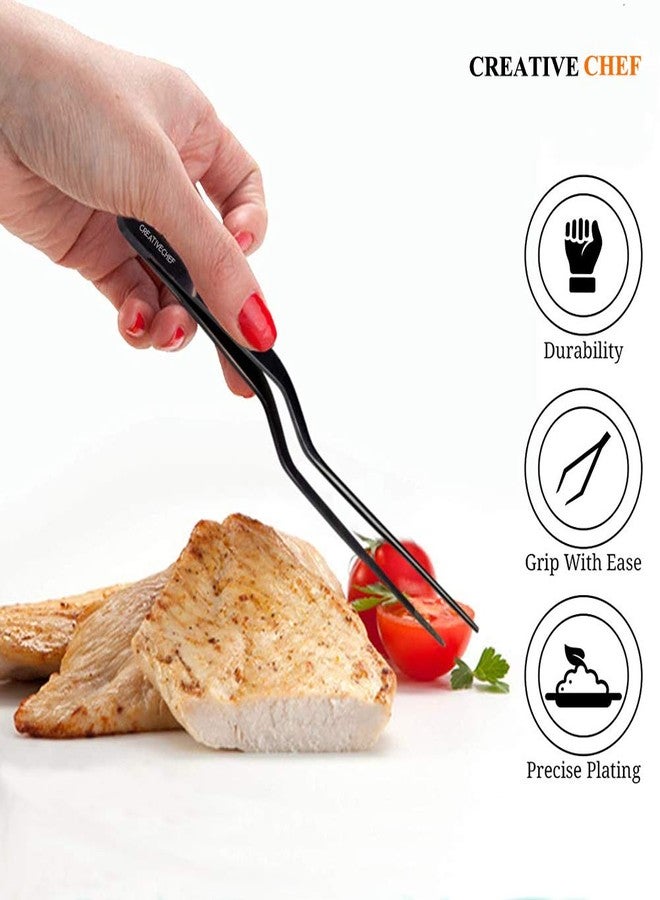 Tereche ملقط مطبخ دقيق من الفولاذ المقاوم للصدأ بطول 8 بوصات مع أطراف مسننة للإمساك (برونزي) - Image 4