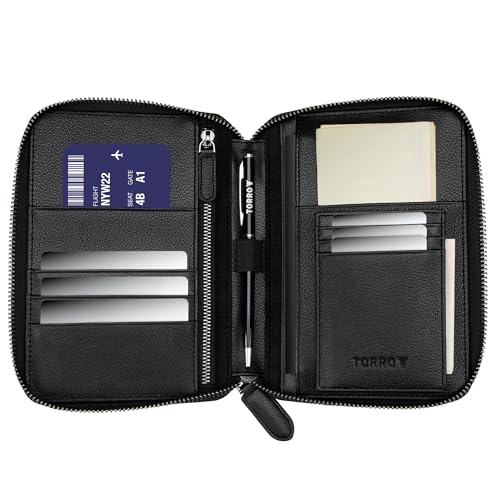 TORRO Travel Wallet – Genuine Leather Travel Organiser with Passport Holder and Detachable Cardholder (Black) - Image 2