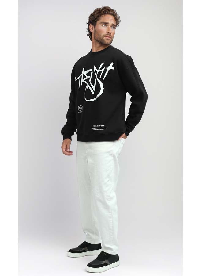 RAVIN Front & Back Printed Black Winter Sweatshirt - Image 5