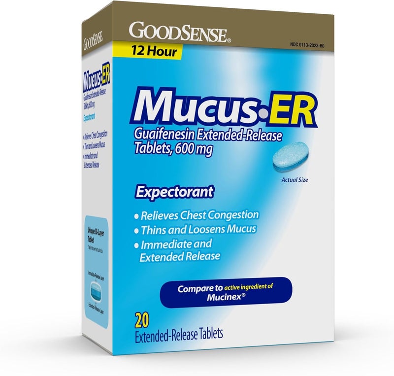 GOODSENSE Mucus and Chest Congestion Relief Guaifenesin ExtendedRelease Tablets 600 mg 12 Hour Expectorant - Image 1