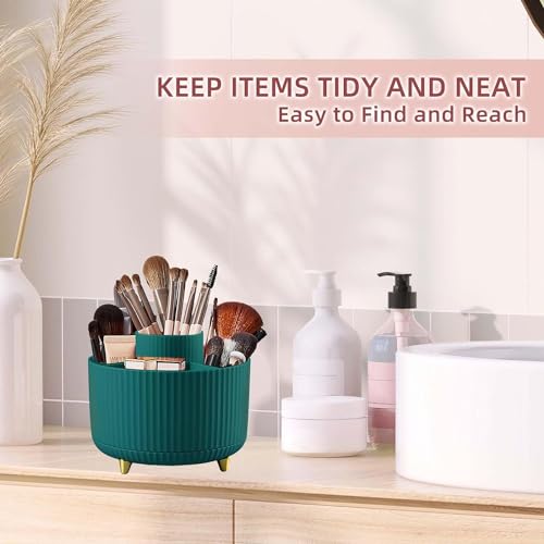 Zollyss Makeup Brush Holder Organizer,360° Rotating Makeup Brush Organizer,5 Slot Make up Brushes Cup for Cosmetics, Nail Polish, Art Supply, Bathroom Vanity Desktop Organizer - (Green) - Image 4