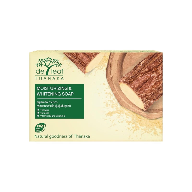 DE LEAF THANAKA Natural Moisturizing Bar Soap Vitamin B3 E Beauty Deep Cleansing Hydration Moisturize Clean Natural Face Facial Body Skin Soap 100g 3Pack Count Thanaka 3