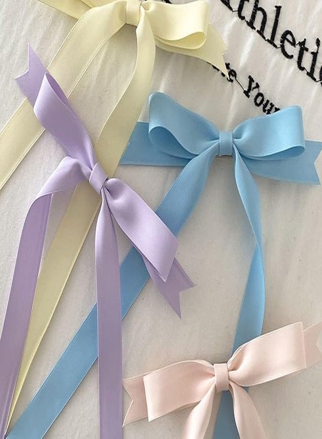 Shivashay 4 Pcs Luxury Large Double Bow Ribbon Hair Clips for Women and Girls, Coquette Barette Hair Clip Accessories For Girls & Women (Yellow, lavender, Pink, Blue) - Image 5