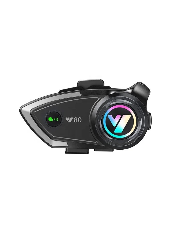Accessomart Y80 Motorcycle Helmet Bluetooth Headset, Bluetooth 5.3, 25 Hours Playtime, IPX6 Waterproof, Noise Reduction, Universal Fit for Full Face, Open Face, Half and Flip Up Helmets, Black - Image 1