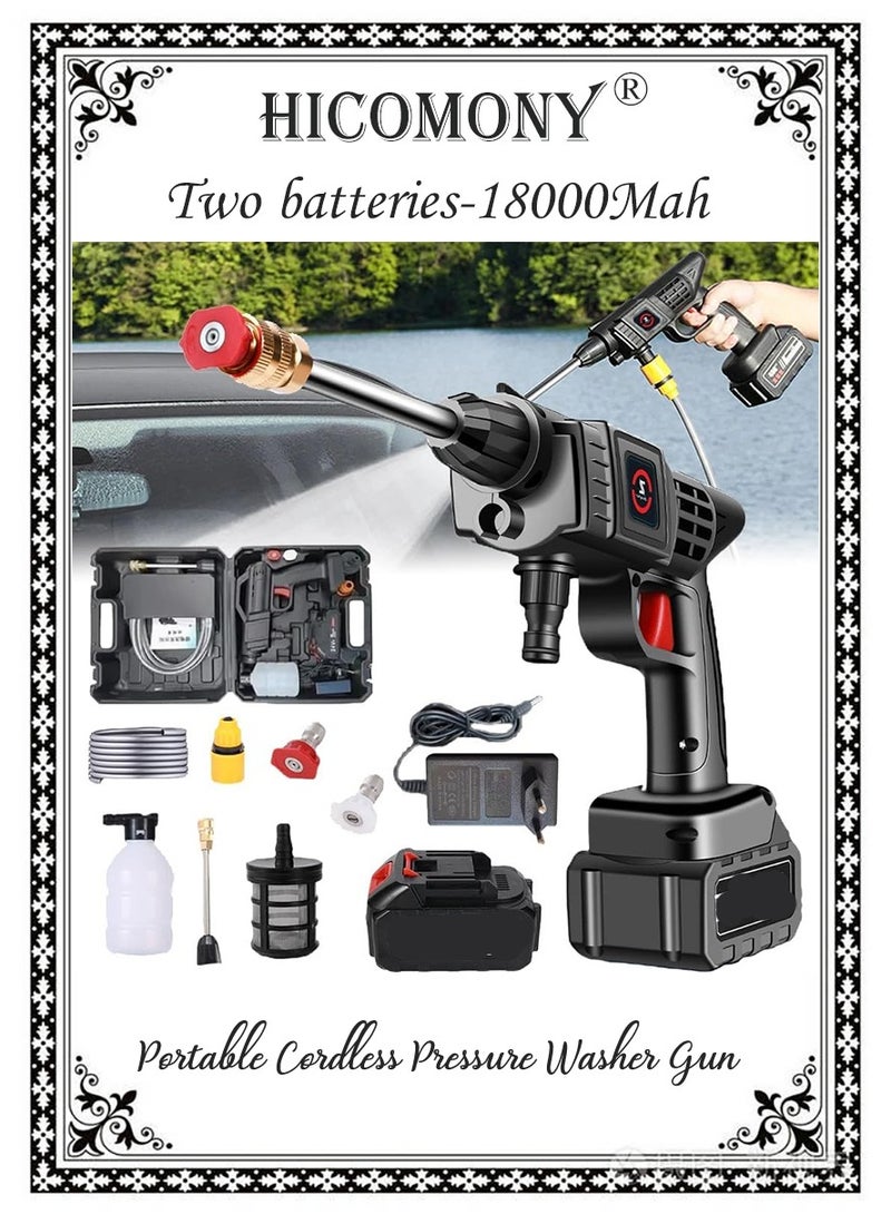 Hicomony Portable Cordless Pressure Washer Gun Car Wash Pump, Electric 18000 mAh Battery Powered Pressure Washers, 652 PSI, for Car, Home & Garden Watering - Image 1