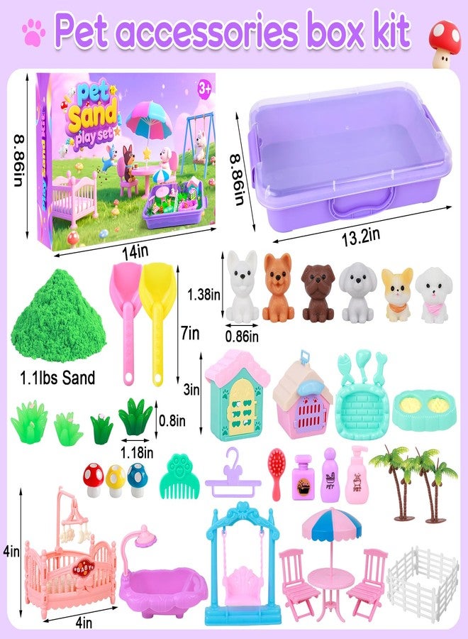 Mikiwon Pet Sensory Bin, Dog Sandbox Play Sand Art Kit with 1.1lbs Sand, Pet Care Sand Set, Sensory Play for Girls Boys Age 3+, Role Pretend Play Beach Toy for Kids Xmas Birthday Gifts - Image 2