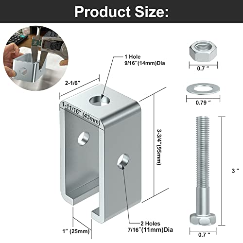 ARLBA 6 Pack Channel Trolley Track Support Hanger Bracket for All 1-5/8" Strut Channel,Heavy-Duty Steel Support Bracket,Trolley Strut Hangers w/Bolt &Nut for Punching Bag,Electric Hoist &Rolling Door - Image 2