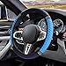 ZIMISI Bling Soft Leather Steering Wheel Cover 15 AntiSlip Sparkly Crystal Auto Elastic Steering Wheel Protector for Women Girl Colorful Diamond Car Interior Accessory for Most Cars Blue - Image 2
