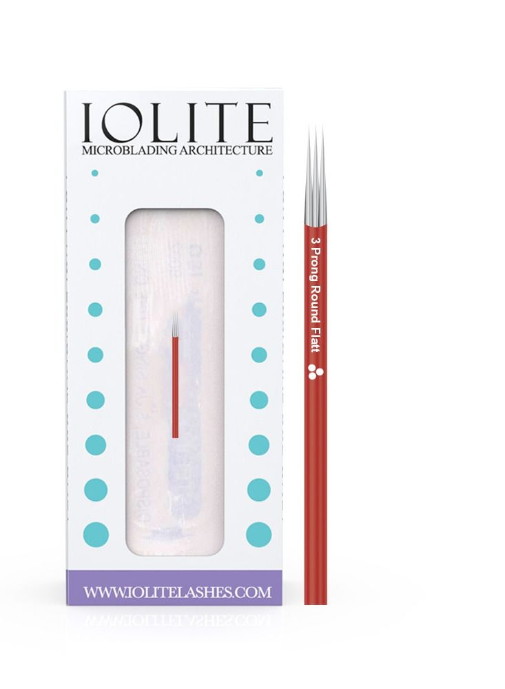 IOLITE Microblading needles 3 Prong Round Flat Needle spmu needles size 25mm one time use disposable blade Sterile packaged 12pcs - Image 1