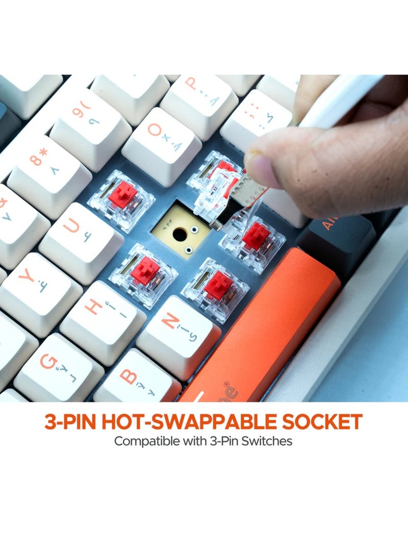 أريزون لوحة مفاتيح ميكانيكية لاسلكية BK-035 بسرعة 2.4 جيجا هرتز - أغطية مفاتيح قابلة للتبديل السريع، تخطيط باللغة الإنجليزية/العربية، بطارية قابلة للاستبدال، مستقبل USB نانو - Image 5