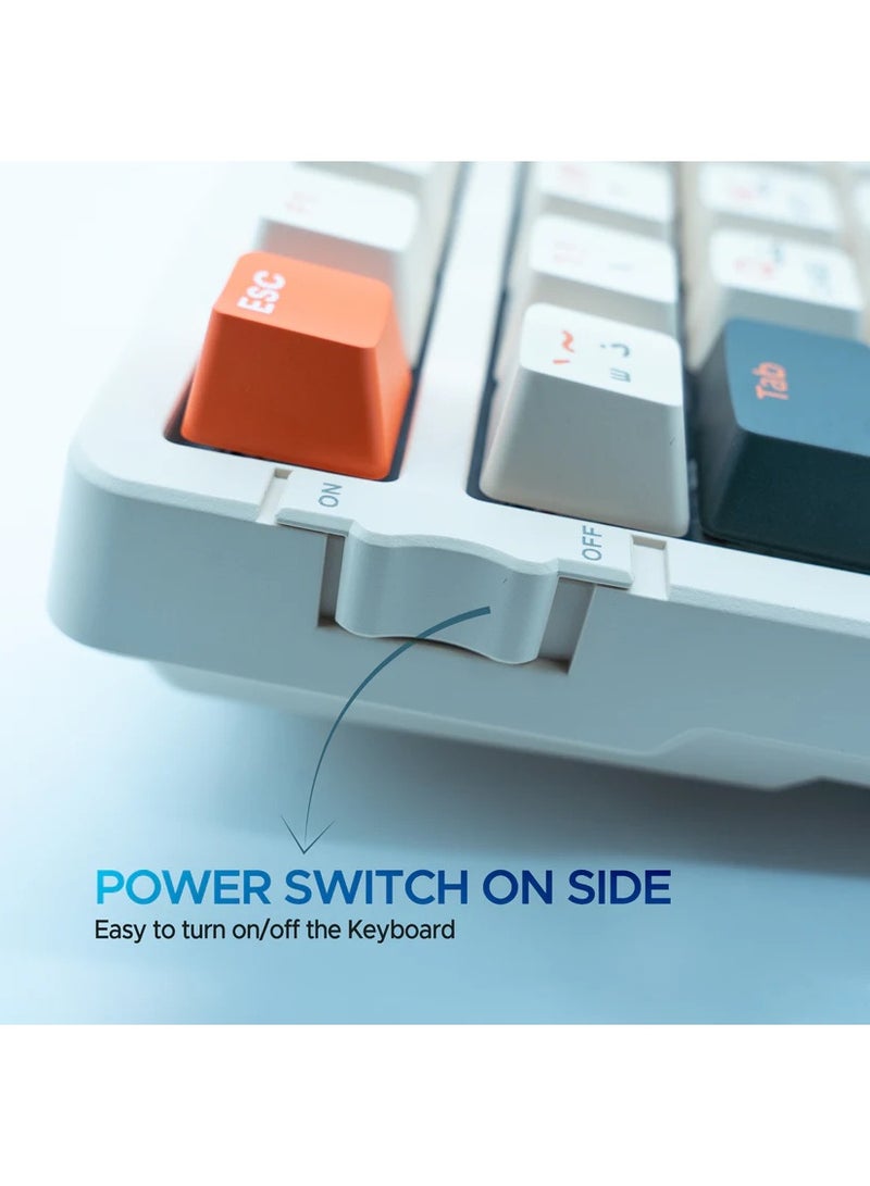 أريزون لوحة مفاتيح ميكانيكية لاسلكية BK-035 بسرعة 2.4 جيجا هرتز - أغطية مفاتيح قابلة للتبديل السريع، تخطيط باللغة الإنجليزية/العربية، بطارية قابلة للاستبدال، مستقبل USB نانو - Image 3