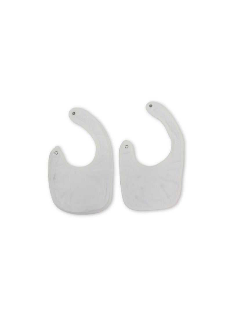 Berceau Cotton Baby Bib – Off-White with "Hello Teddy" Embroidery - Image 1