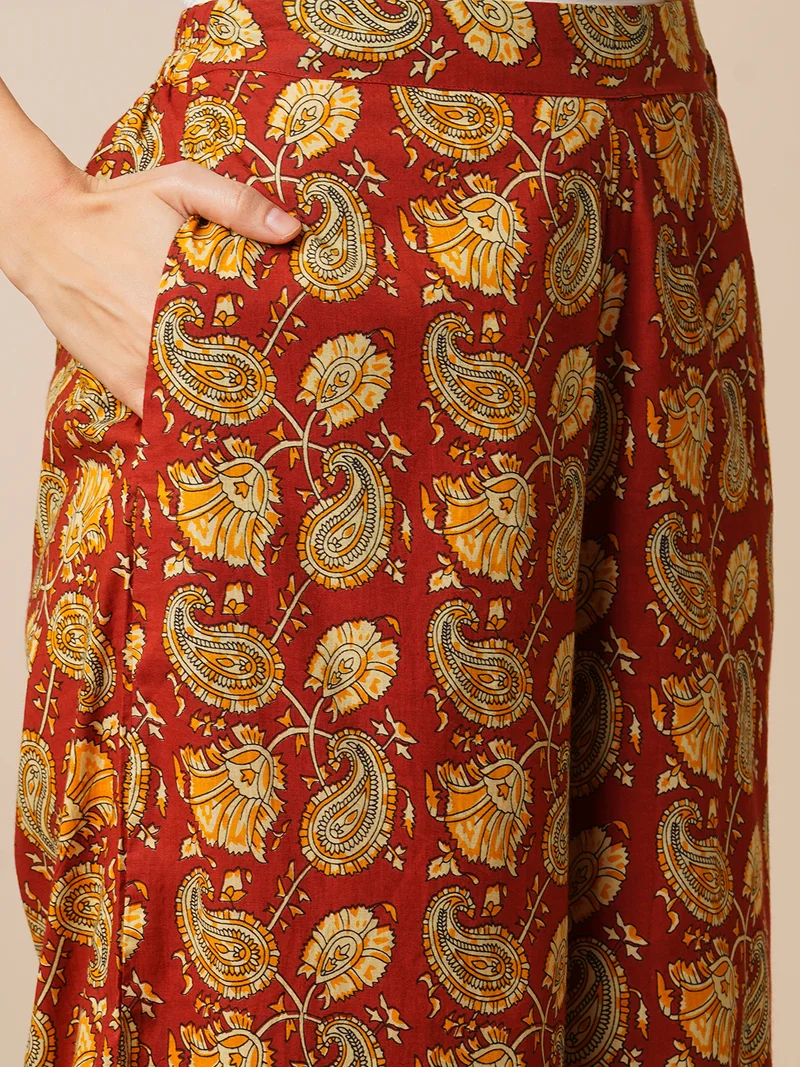 globus Women Paisley Printed Flared Slip-On Palazzos
