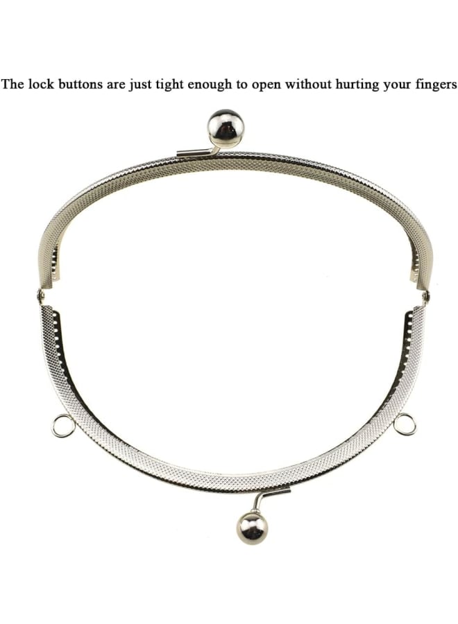 20cm Length Half Round Frame Kiss Clasp Smooth Grip Action Close Securely Neutral Appearance Metal Decorative Buckle Lock Hasp Silver 2 PCS for DIY Craft Wallets Bags  - Image 3