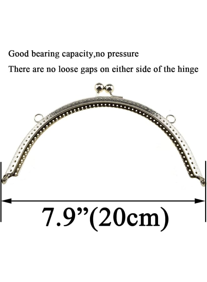 20cm Length Half Round Frame Kiss Clasp Smooth Grip Action Close Securely Neutral Appearance Metal Decorative Buckle Lock Hasp Silver 2 PCS for DIY Craft Wallets Bags  - Image 2