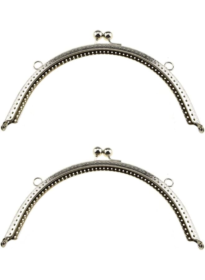 20cm Length Half Round Frame Kiss Clasp Smooth Grip Action Close Securely Neutral Appearance Metal Decorative Buckle Lock Hasp Silver 2 PCS for DIY Craft Wallets Bags  - Image 1