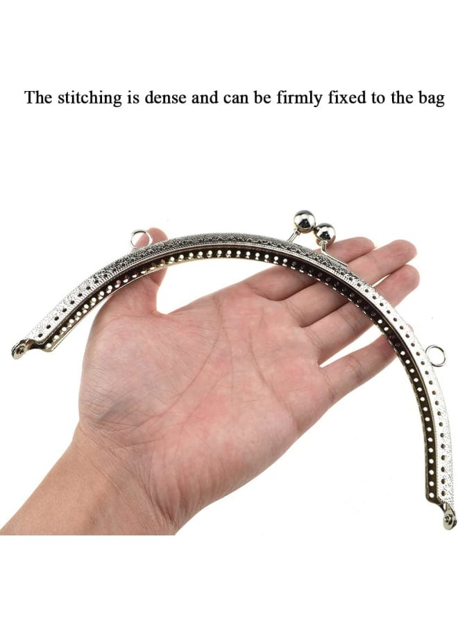 20cm Length Half Round Frame Kiss Clasp Smooth Grip Action Close Securely Neutral Appearance Metal Decorative Buckle Lock Hasp Silver 2 PCS for DIY Craft Wallets Bags  - Image 5