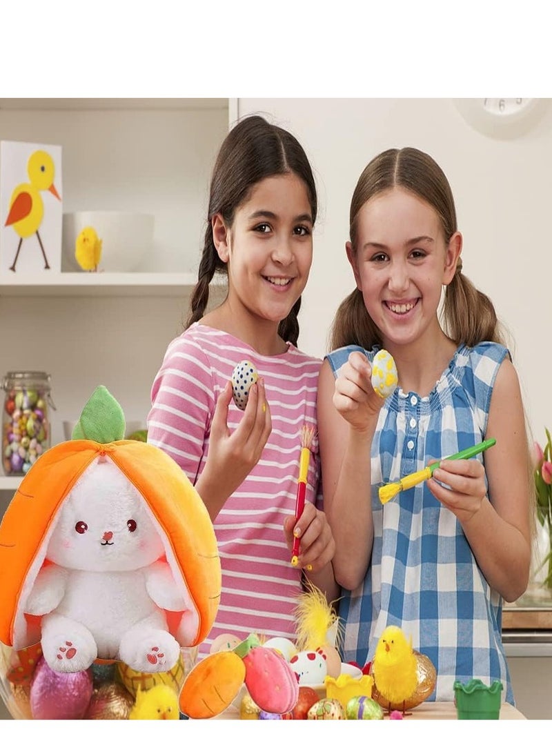 SYOSI - Strawberry Bunny Plush Toys, Rabbit Muppet Toys, Strawberry Bunny Transformed into Little Rabbit Fruit Doll Plush Toy Carrot Rabbit Plush Doll Girl for Kids (Strawberry Rabbit, 18cm) - Image 1