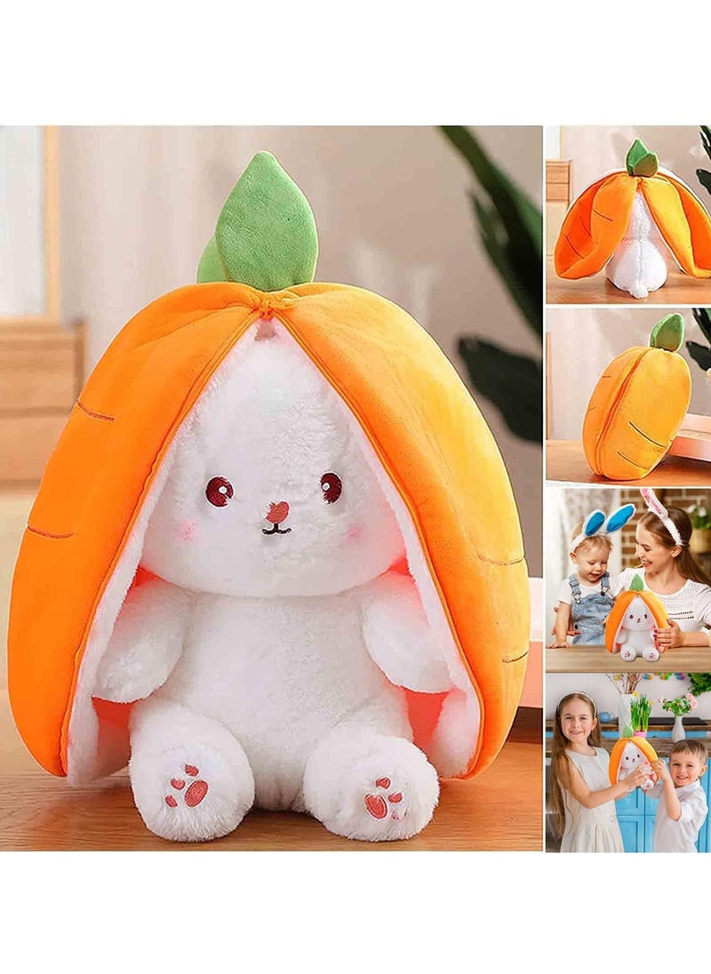 SYOSI - Strawberry Bunny Plush Toys, Rabbit Muppet Toys, Strawberry Bunny Transformed into Little Rabbit Fruit Doll Plush Toy Carrot Rabbit Plush Doll Girl for Kids (Strawberry Rabbit, 18cm) - Image 1