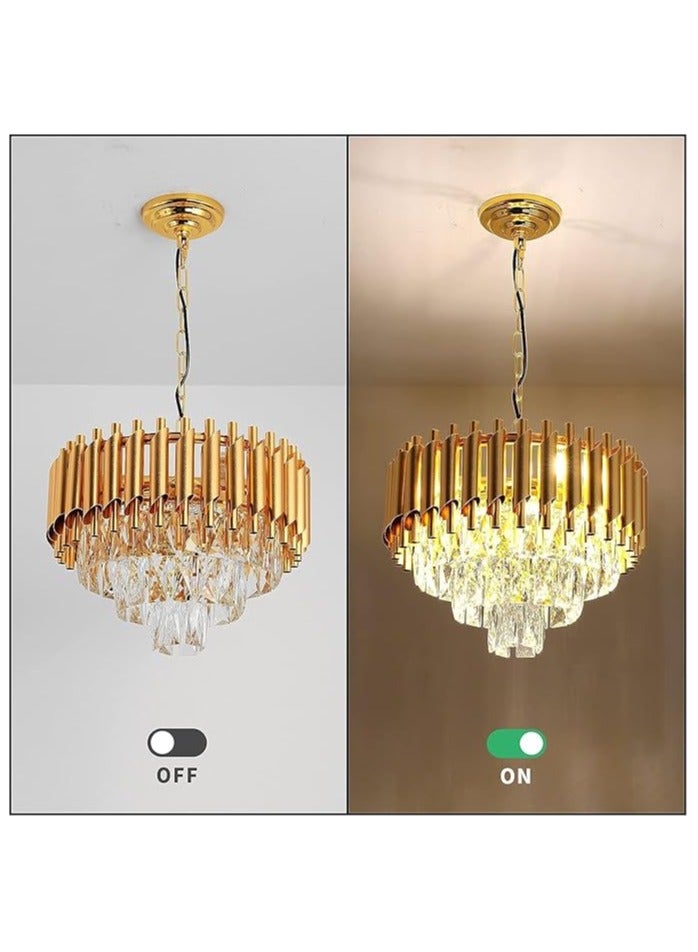 Modern Crystal Chandeliers 400MM Gold Chandelier Round Crystal Pendant Light 3-Tier Modern Chandelier Ceiling Lights for Dining Room Living Room Bedroom Foyer (BULB NOT INCLUDED)  - Image 2
