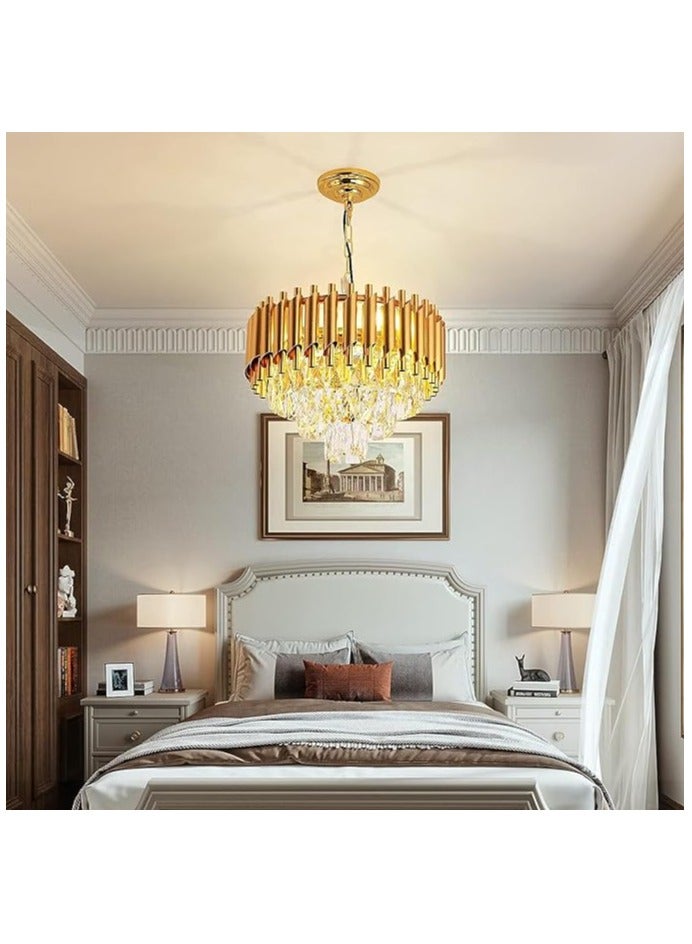 Modern Crystal Chandeliers 400MM Gold Chandelier Round Crystal Pendant Light 3-Tier Modern Chandelier Ceiling Lights for Dining Room Living Room Bedroom Foyer (BULB NOT INCLUDED)  - Image 3