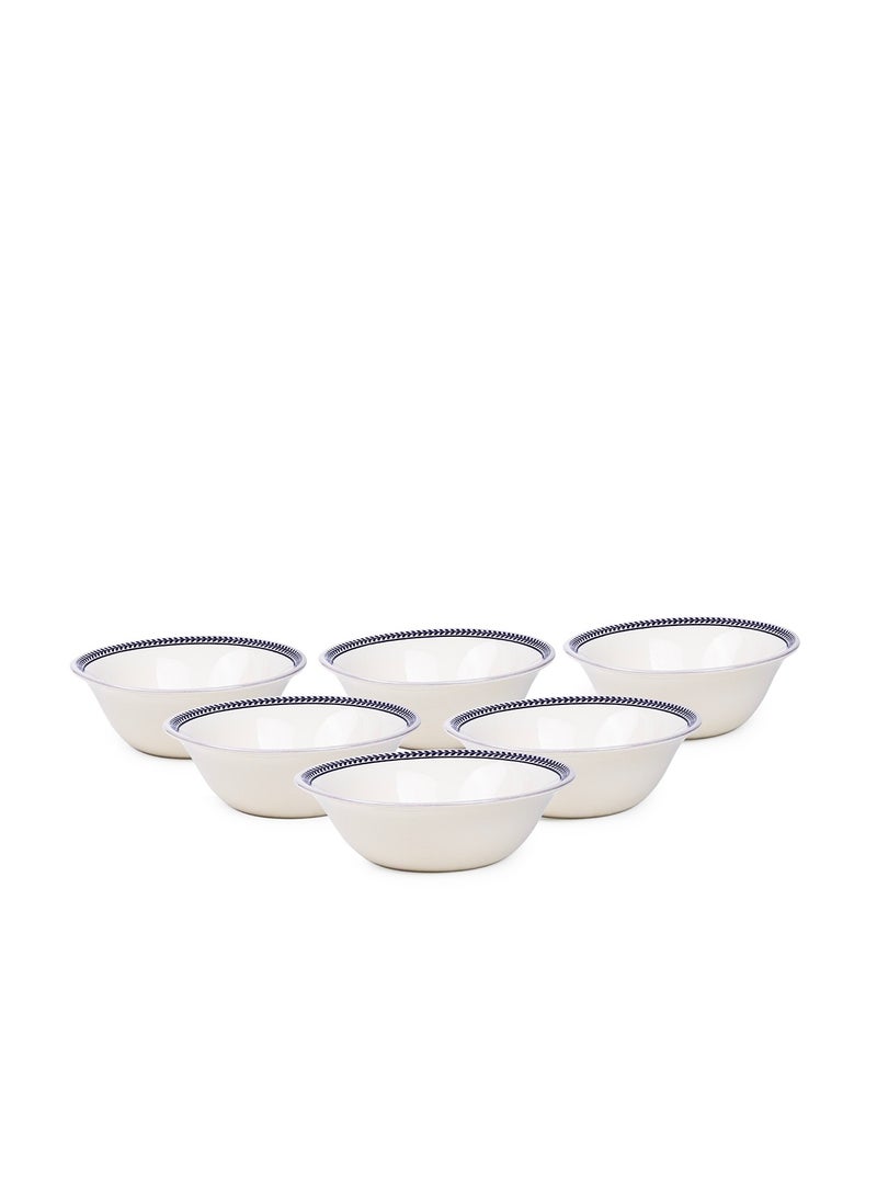 Claytan Callista 6.2 inch Porcelain Cereal & Breakfast Bowl with Border (White, Set of 6)