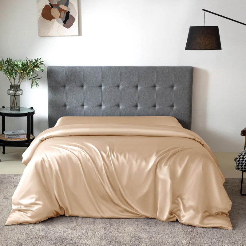 THXSILK Silk Duvet Cover 100 7A Mulberry Silk Comforter Cover Seamless Breathable Easy Care Zipper Closure 1 Duvet Cover Only  Cal King Champagne