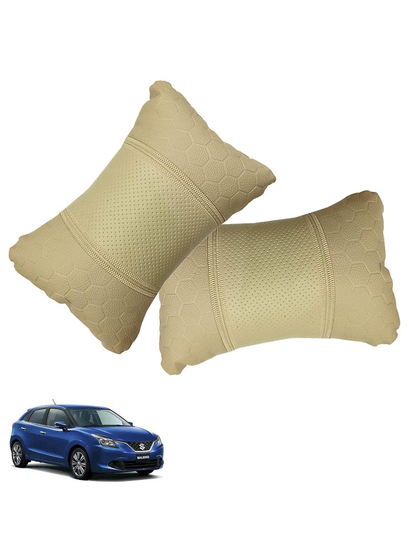 Adroitz Adroitz Car Pillow Faux Leather material Football Design2 pieces in Beige for Baleno_PR338  - Image 1