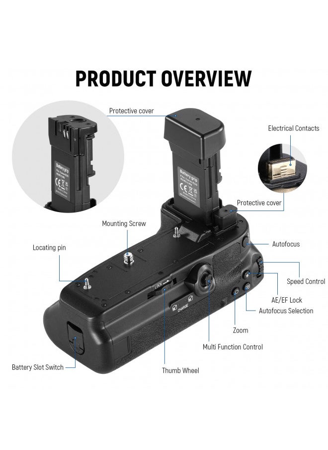 Neewer NEEWER Vertical 2.4G Battery Grip Replacement for BG-R10 with 2.4G Remote Control, Compatible with Canon EOS R5 R5C R6 R6 Mark II Mirrorless Cameras Using LP-E6/LP-E6N/LP-E6NH Batteries (BG-R10RC-L)  - Image 2
