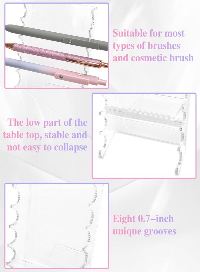 sousac 2 Pcs Acrylic Makeup Brush Holder, 16 Tier Unique Clear Paint Brush Drying Rack Hair Brush Holder for Women, Acrylic Pen Holder Display Stand for Home School Office or Store Use - Image 4