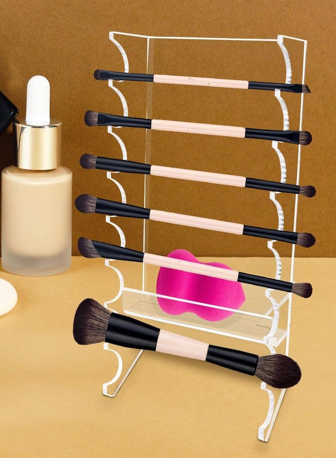 sousac 2 Pcs Acrylic Makeup Brush Holder, 16 Tier Unique Clear Paint Brush Drying Rack Hair Brush Holder for Women, Acrylic Pen Holder Display Stand for Home School Office or Store Use - Image 1