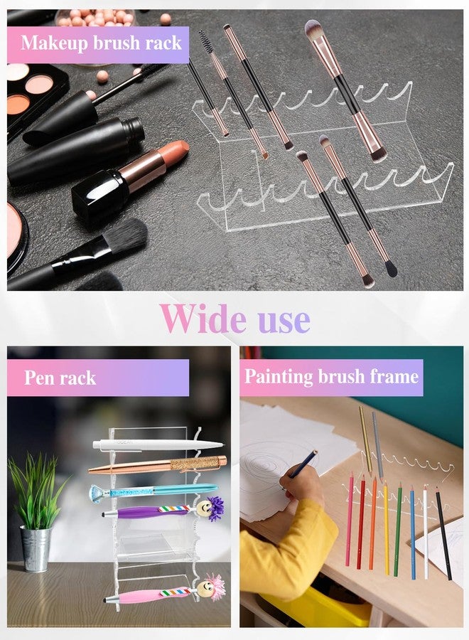 sousac 2 Pcs Acrylic Makeup Brush Holder, 16 Tier Unique Clear Paint Brush Drying Rack Hair Brush Holder for Women, Acrylic Pen Holder Display Stand for Home School Office or Store Use - Image 5