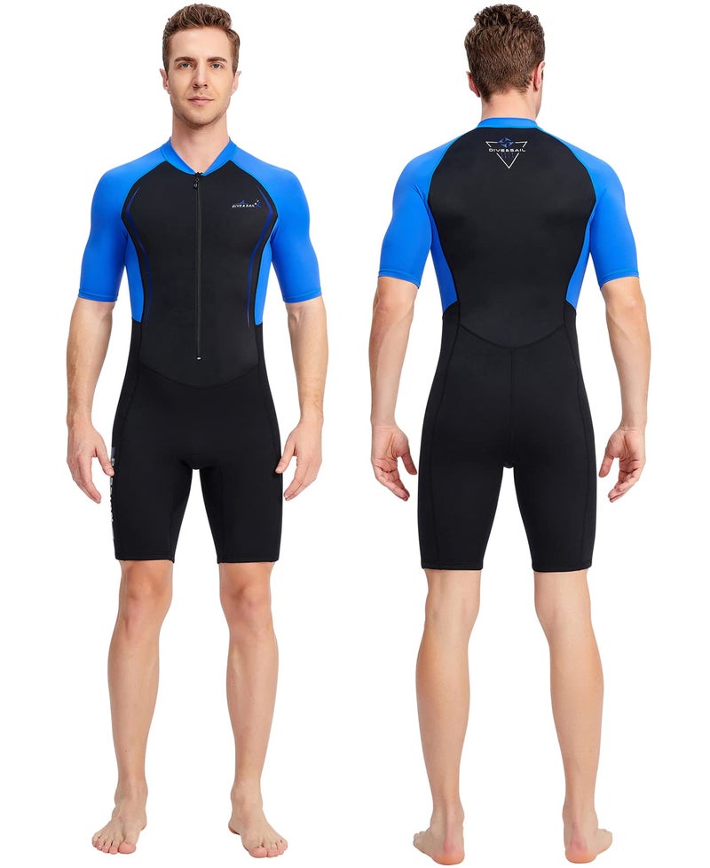 DIVE & SAIL Men’s Dive Skin Wetsuit Neoprene Short Sleeve Wetsuit One Piece Zipper Diving Suit UPF 50+ Shorty Wetsuits Sun Protection Scuba Swimsuit 3XL - Image 2