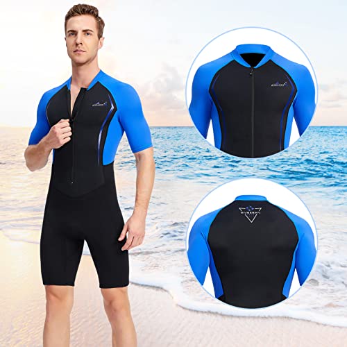 DIVE & SAIL Men’s Dive Skin Wetsuit Neoprene Short Sleeve Wetsuit One Piece Zipper Diving Suit UPF 50+ Shorty Wetsuits Sun Protection Scuba Swimsuit 3XL - Image 5