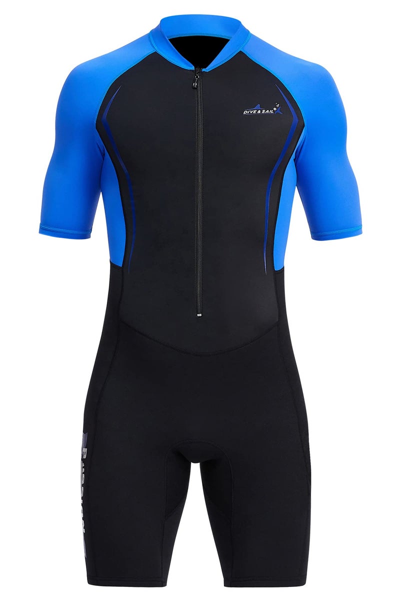 DIVE & SAIL Men’s Dive Skin Wetsuit Neoprene Short Sleeve Wetsuit One Piece Zipper Diving Suit UPF 50+ Shorty Wetsuits Sun Protection Scuba Swimsuit 3XL - Image 3