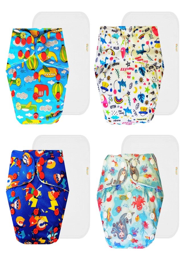 حفاضات دمبلدو القماشية الممتازة مع حشوة قطنية (عبوة من 4) | ناعمة ولطيفة | قابلة لإعادة الاستخدام والغسل | مناسبة للسفر | مصممة من قبل أمهات | من 3 أشهر إلى 3 سنوات | للجنسين - Image 1