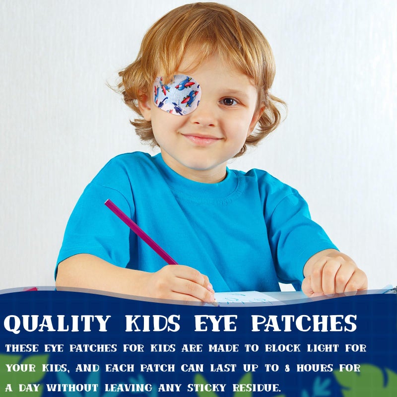 Panelee 90 Pcs Adhesive Eye Patches for Kids Boys 9 Styles Eye Patches Latex Free Eye Pad Bulk Light Blocking Fun Cute Boys Designs Cotton Adhesive Bandages for Boys Toddler  - Image 5