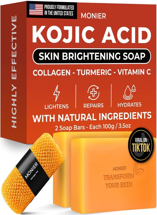MONIER Kojic Acid Soap - Dark Spot Remover Soap Bars - with Collagen, Turmeric, Coconut Oil, Vitamin C, Vitamin E - Moisturizing & Nourishing - Original Japanese Complex - Image 1