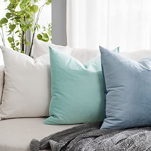 QUAFOO Mist Soft Velvet Throw Pillow Covers 28x28 inch Set of 2 for Sofa Couch Bed Living Room Decorative Luxury Solid Square Cushion Covers Case with Zipper - Image 2