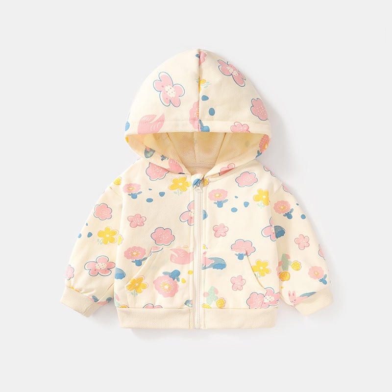 Baby Girl'S Coat Little Girl'S Sweet Autumn New Hooded Cardigan Autumn Baby'S Autumn Clothes - Image 1