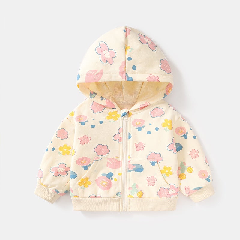 Baby Girl'S Coat Little Girl'S Sweet Autumn New Hooded Cardigan Autumn Baby'S Autumn Clothes - Image 2
