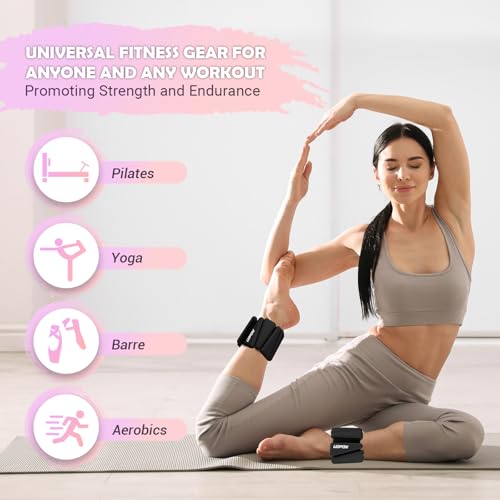 UOPON Wrist Ankle Weights for Women Set of 2, Adjustable Silicone Weighted Bangles, Wearable Ultra-durable Strips Weight Bracelet 4 lbs for Yoga, Pilates, Barre, Walking, Arm & Leg Workout - Image 5