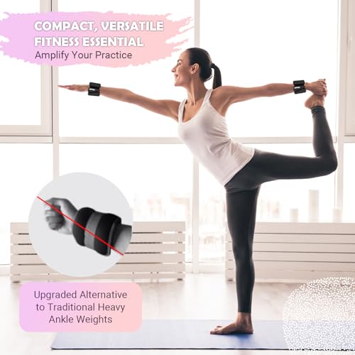 UOPON Wrist Ankle Weights for Women Set of 2, Adjustable Silicone Weighted Bangles, Wearable Ultra-durable Strips Weight Bracelet 4 lbs for Yoga, Pilates, Barre, Walking, Arm & Leg Workout - Image 3
