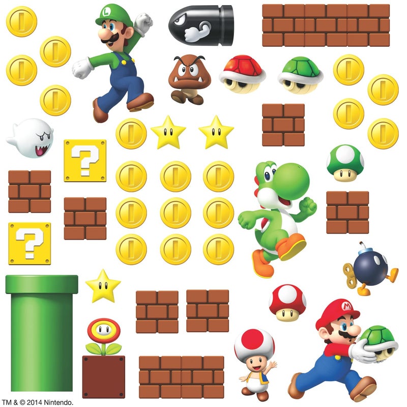 RoomMates RMK2351SCS Nintendo New Super Mario Bros Build a Scene Peel and Stick Wall Decals, Multicolored - Image 1