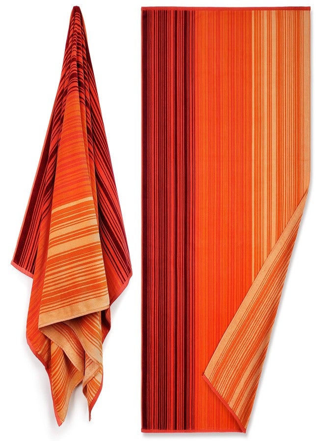 Softerry Reversible Premium Large Beach Towel 34 x 64 inch - Luxury Soft Velour in front and absorbent Cotton Terry Loop on reverse side. (Ombre, Single 34"x 64") - Image 1