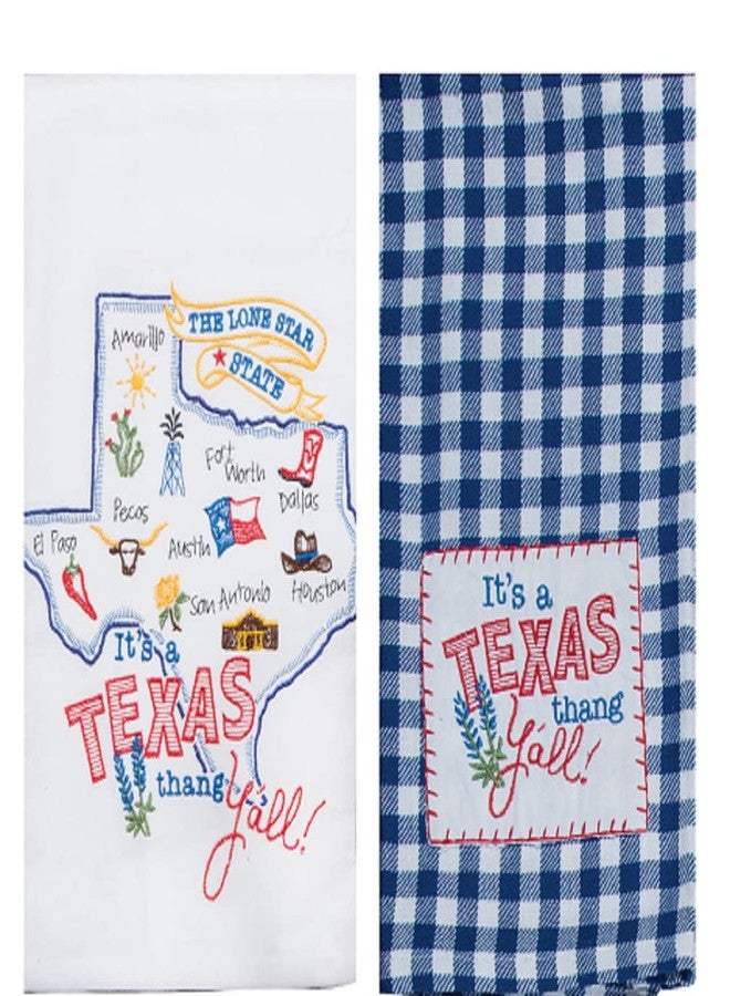 Kay Dee Designs Texas Map Home State & Souvenir Embroidered Dish Towels, Bundle Set of 2 State of Texas Kitchen Towels - Image 1