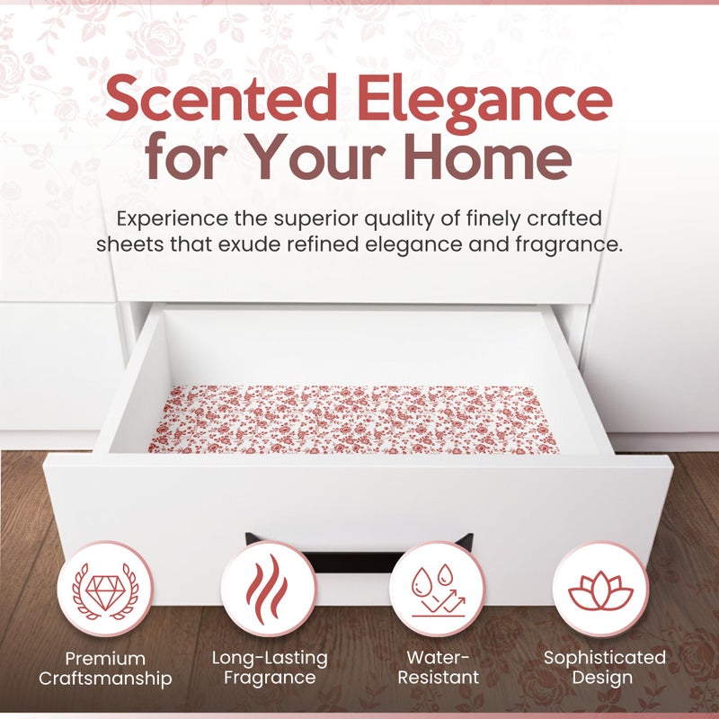 Linda's Essentials Rose Scented Drawer Liners for Dresser Drawers (10 Large Sheets, 19.7" x 14.4") - Non Adhesive Drawer Paper Liner for Bedroom Dresser & Closet Shelves by Lindaâ€™s Essentials - Image 2