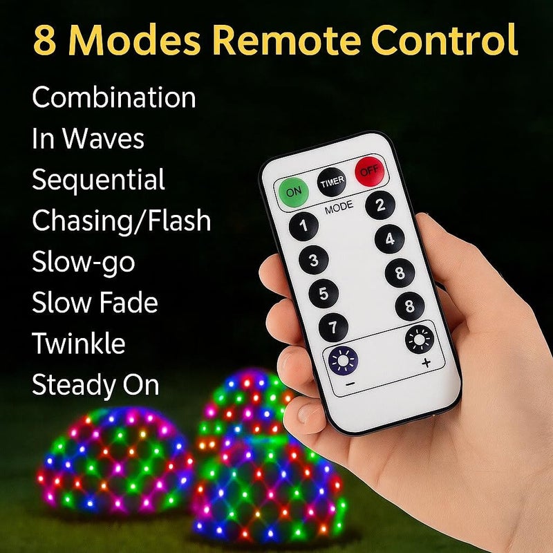Gesto أضواء شبكة مصنوعة من الشبك - 200 مصباح LED متعدد الألوان مقاوم للماء مع جهاز تحكم عن بعد و 8 أوضاع | أضواء ستارة شبكية للشرفة والحديقة والفناء والداخل والخارج، زينة ديوالي وعيد الميلاد (6 × 6 قدم) - Image 4