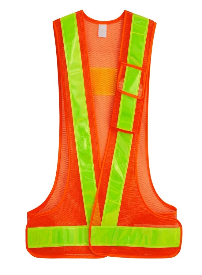 YOA Hi-Vis Safety Vest - Neon Yellow/Orange V-Shape Reflective - Breathable Mesh Unisex One Size - for Cycling & Outdoor Work - Image 1